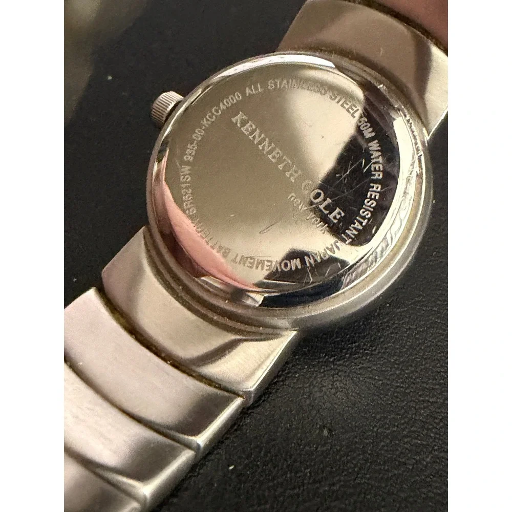 Kenneth Cole Watch Womens Silver Black Cuff Bangle